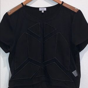 M Tobi women’s/girls black mesh geometric crop top